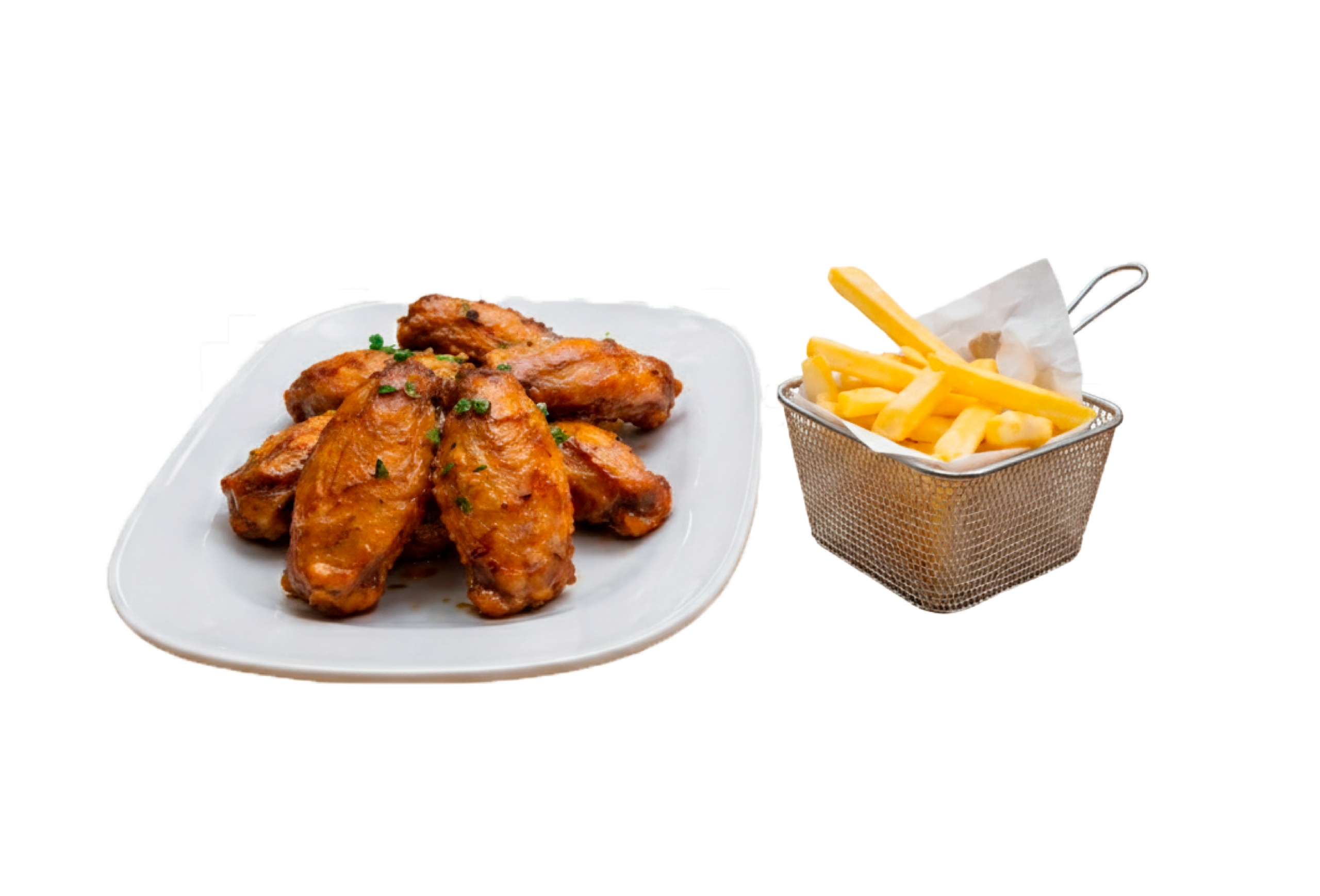 Porción de alitas +papas fritas